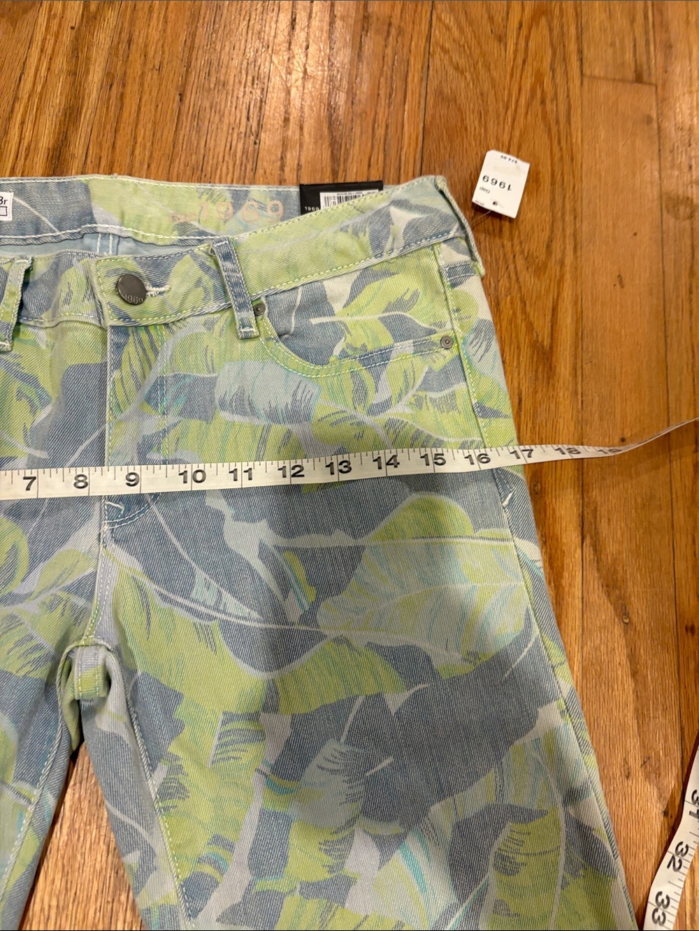 Gap 1969 Always Skinny Jeans Womens 28r Green Blue Tropical Palm Leaf NWT Slim - Picture 6 of 6